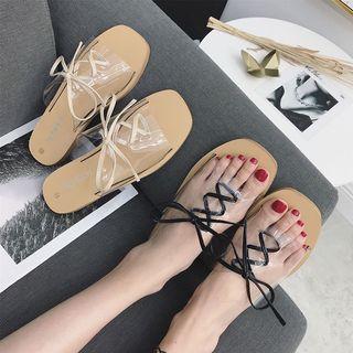 Lace Up Detail Slide Sandals