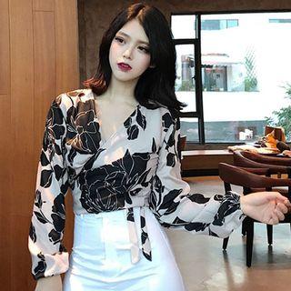 Print Wrapped Blouse
