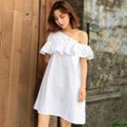 Short-sleeve Single Shoulder A-line Dress