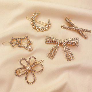 Rhinestone Hair Pin 01 - Set Of 5 - One Size