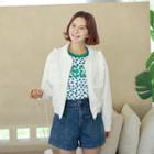 Frilled Cotton Bomber Jacket