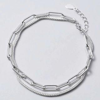 925 Sterling Silver Layered Bracelet S925 Silver - As Shown In Figure - One Size