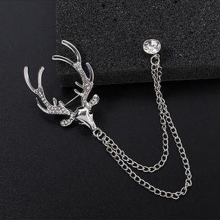Alloy Rhinestone Deer Chained Brooch