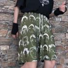 Printed Drawstring Shorts Army Green - One Size