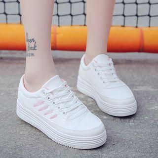 Platform Embroidered Lace-up Shoes