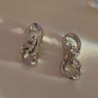 Rhinestone Chain Link Drop Earring 1 Pair - Silver - One Size