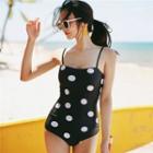 Spaghetti-strap Dotted Swimsuit