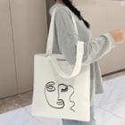 Abstract Pattern Canvas Tote Bag White - One Size