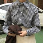 Bow Accent Plaid Shirt Same As Image - One Size