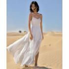 Spaghetti Strap Strappy Back Sun Dress White - L