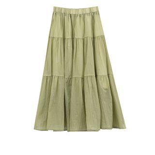 Tiered High-waist A-line Midi Skirt