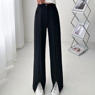 Slit-hem Straight Leg Dress Pants (various Designs)