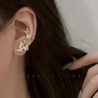 Non-matching 925 Sterling Silver Rhinestone Butterfly Earring 1 Pair - Gold - One Size