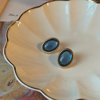 Oval Faux Crystal Faux Pearl Earring