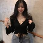V-neck Strap Long-sleeve Top
