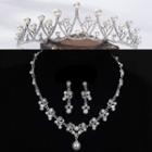 Set: Embellished Tiara + Necklace + Ear Stud
