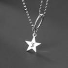 Lettering Star Layered Necklace Silver - One Size