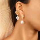 Alloy Shell Faux Pearl Dangle Earring 1 Pair - 8021 - One Size