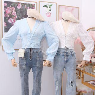 Deep V-neck Cropped Shirt