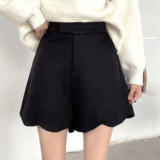 High Waist Scalloped Edge Wide Leg Shorts
