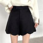 High Waist Scalloped Edge Wide Leg Shorts
