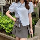 Short-sleeve Bow-accent Blouse / Mini Skort