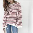 Striped Loose-fit Bell-sleeve Sweater