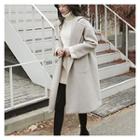 Hooded Double-breasted Wool Blend Coat