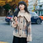 Fleece-lined Plaid Single-breasted Jacket