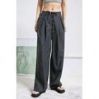 Drawstring Invert-pleat Wide-leg Pants