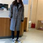 Double-breasted Plaid Woolen Long Coat