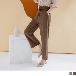 Drawstring Linen Slim-fit Pants