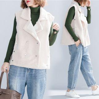 Double Breasted Vest Beige - One Size