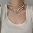 Faux Pearl Rhinestone Heart Necklace / Bracelet