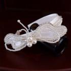Bow Faux Pearl Wedding Headband White - One Size