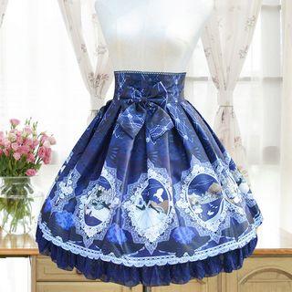 Print Pleated Mini Skirt