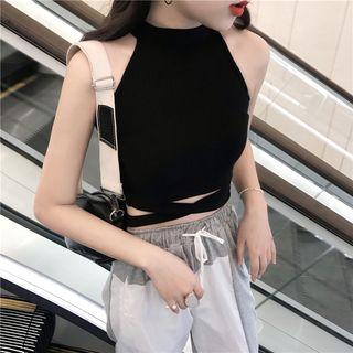 Plain Cross Strap Cropped Sleeveless Top