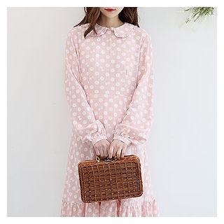 Peter Pan-collar Polka-dot Dress