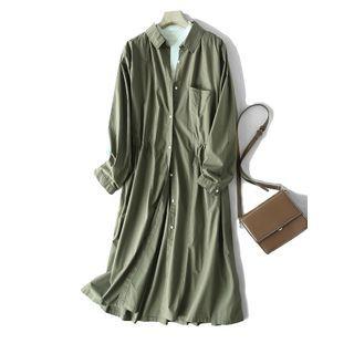 Long Shirt Jacket Green - One Size