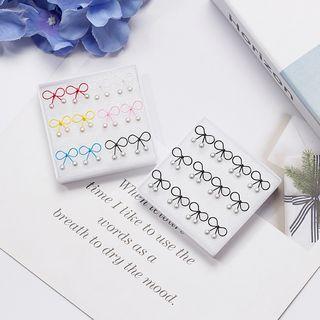 Faux Pearl Ribbon Stud Earring