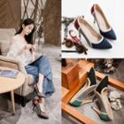 Faux-leather Color-block Stilettos