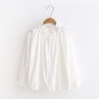 Frilled Trim Stand Collar Blouse