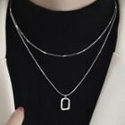 Set: Rectangle Pendant Sterling Silver Necklace + Sterling Silver Necklace