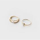 Set Of 2: Faux-gem Ring Gold - One Size