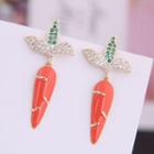 Rhinestone Carrot Dangle Earring Gold - One Size