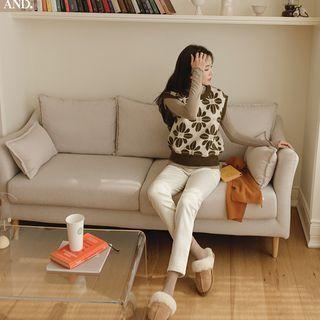 Band-waist Napped Straight-leg Pants