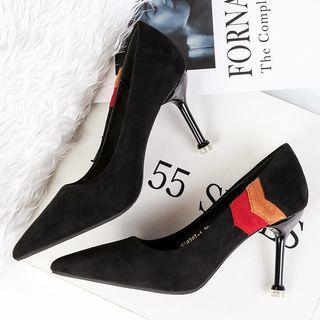 Applique Faux Suede High-heel Pumps