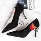 Applique Faux Suede High-heel Pumps