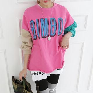 Color-block Loose-fit Letter Sweatshirt