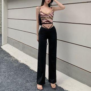 Print Cropped Camisole Top / Wide Leg Pants